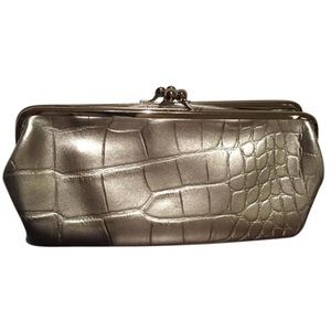 Silver Leather Halogen Clutch Wallet - NWOT